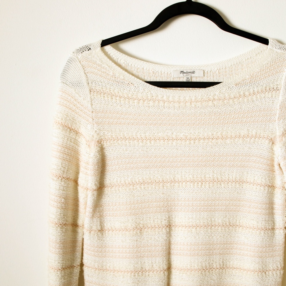 Madewell Fuzzy Stripe Open Weave Autumn Sweater - image 1